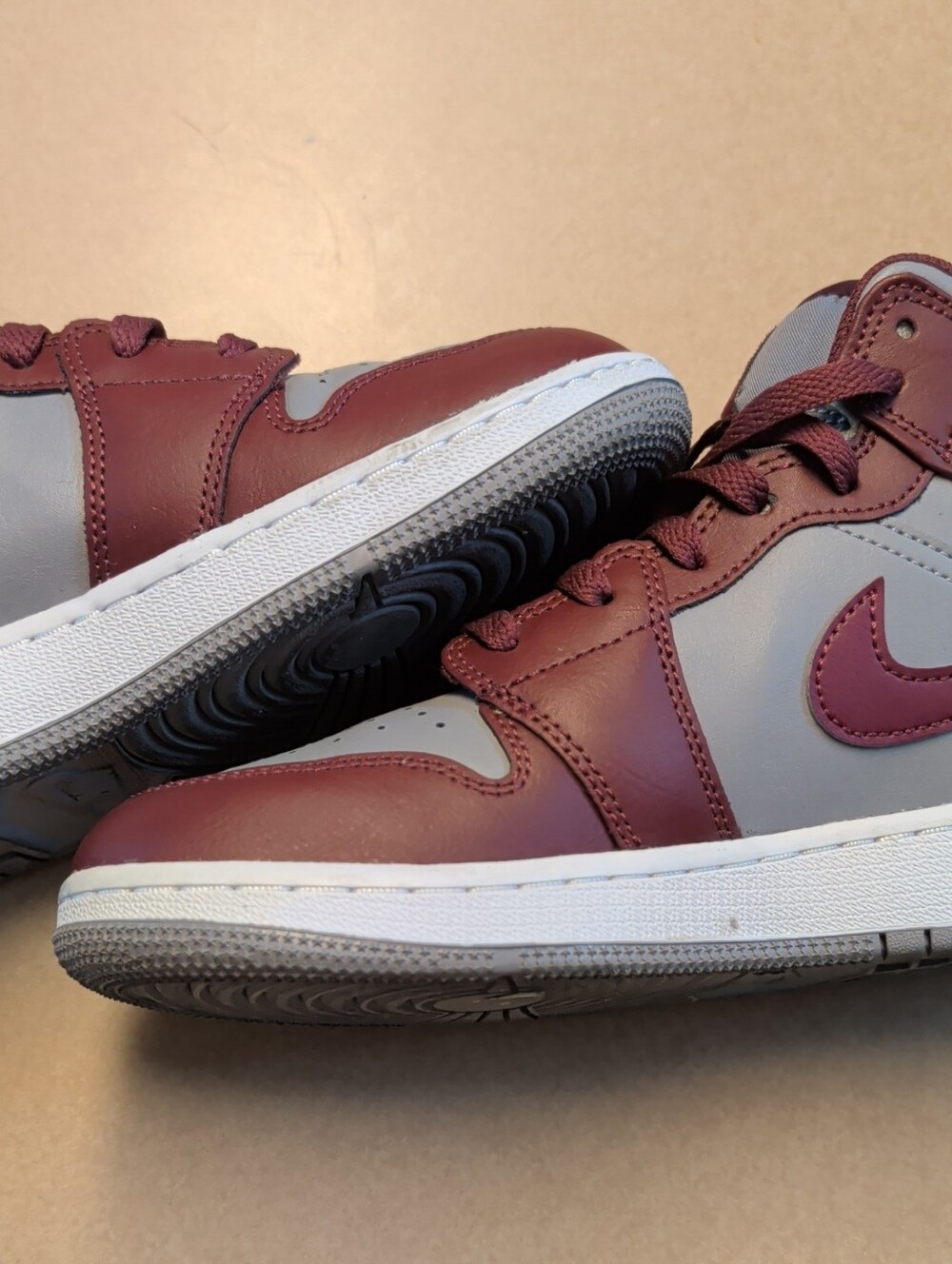 Air Jordan High-Top Woman's / Kid's- Gray and Burgundy -Model #DQ-8423-615